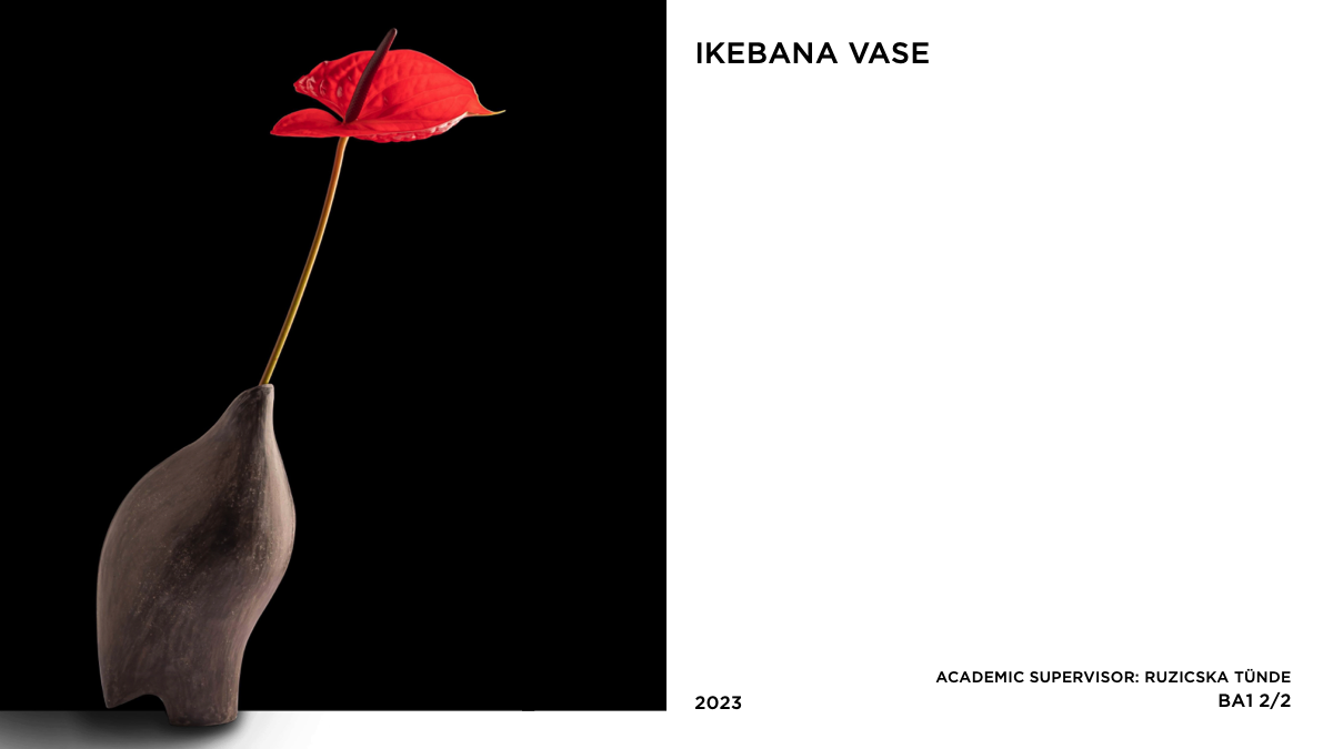 Ikebana Vase kerámia váza vörös virággal
